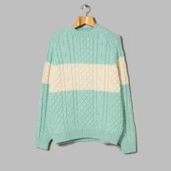 Oi Polloi Aran Stripe Jumper